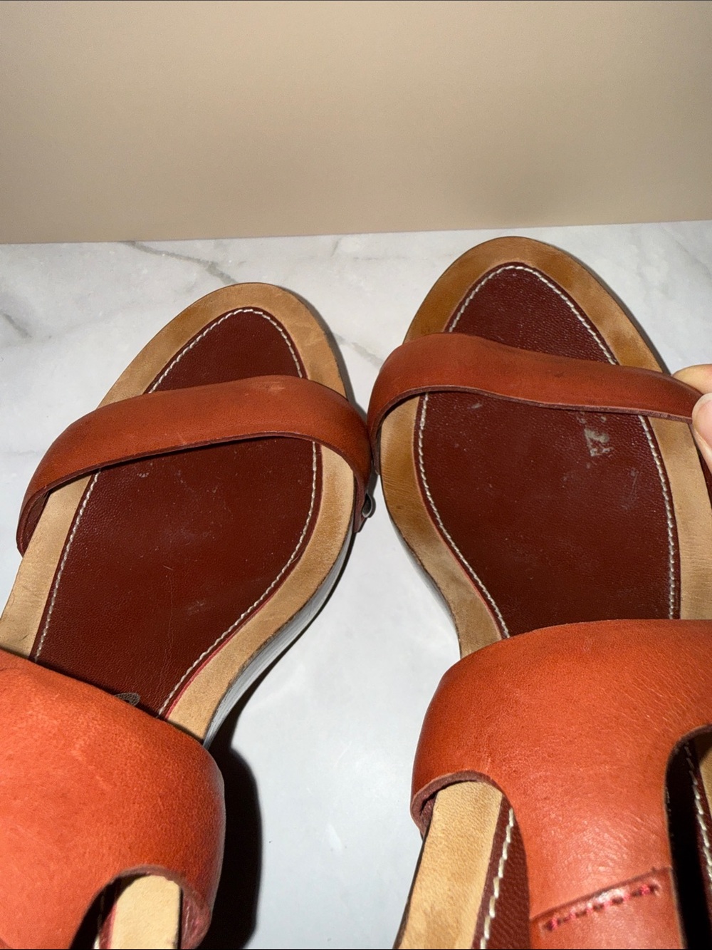 Salvatore Ferragamo Cognac Leather Slingback Sandals - Picture 10 of 13